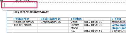 Dubbelklicka p sidfoten, stll markren i den versta tabellraden.